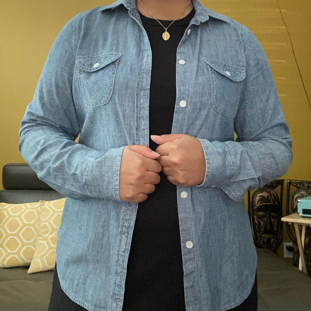Denim button-up